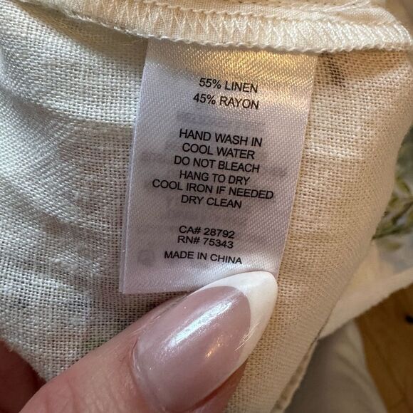 C&C California Linen Blend Vacation Print Wide Leg Pants Large - Picture 5 of 6